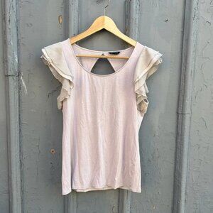 Club Monaco Ruffle  Sleeve blouse, size M